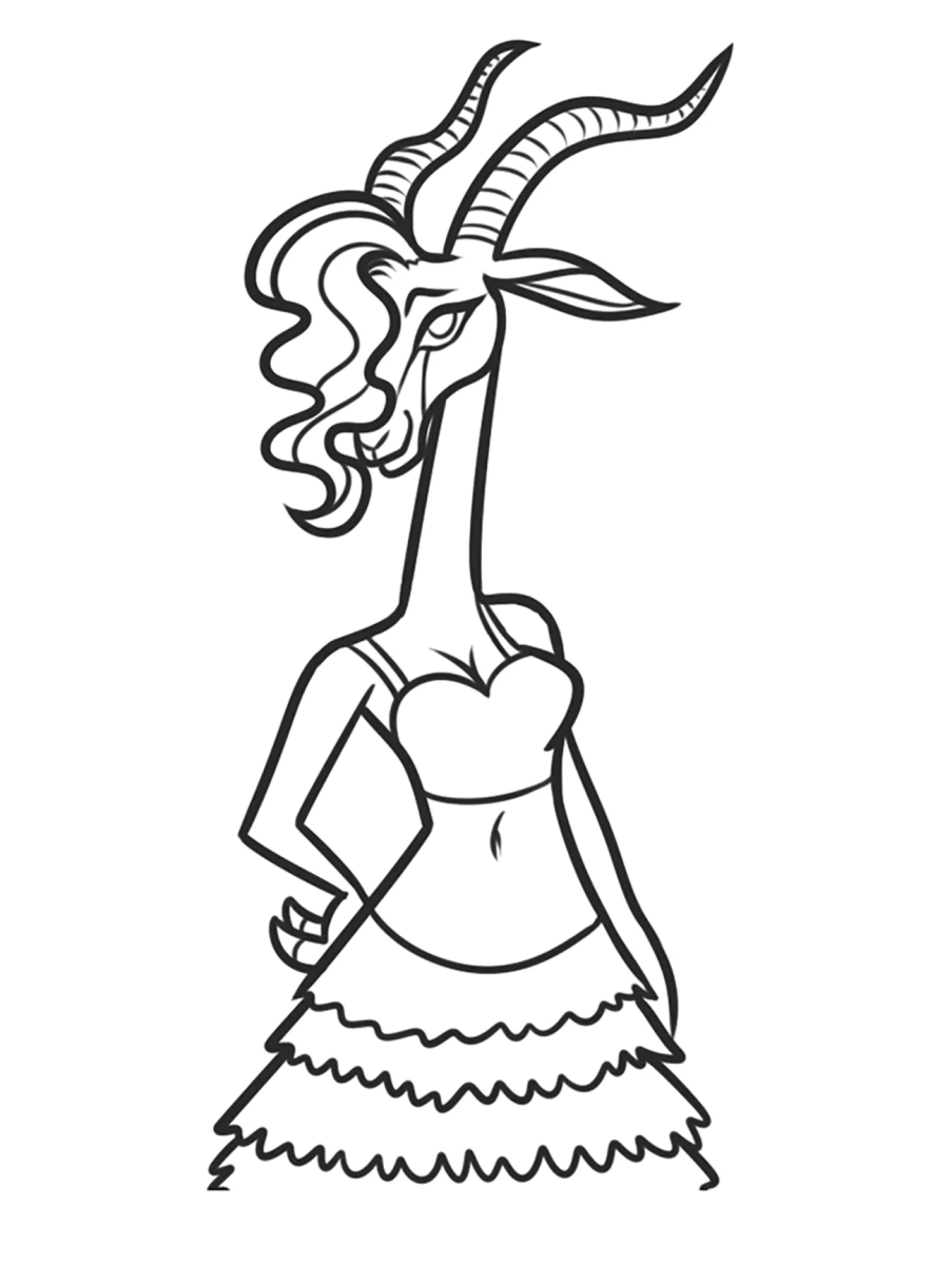 Gazelle de vestido de festa para colorir