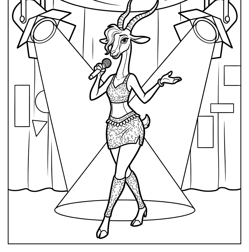 Gazelle no palco com holofotes para colorir