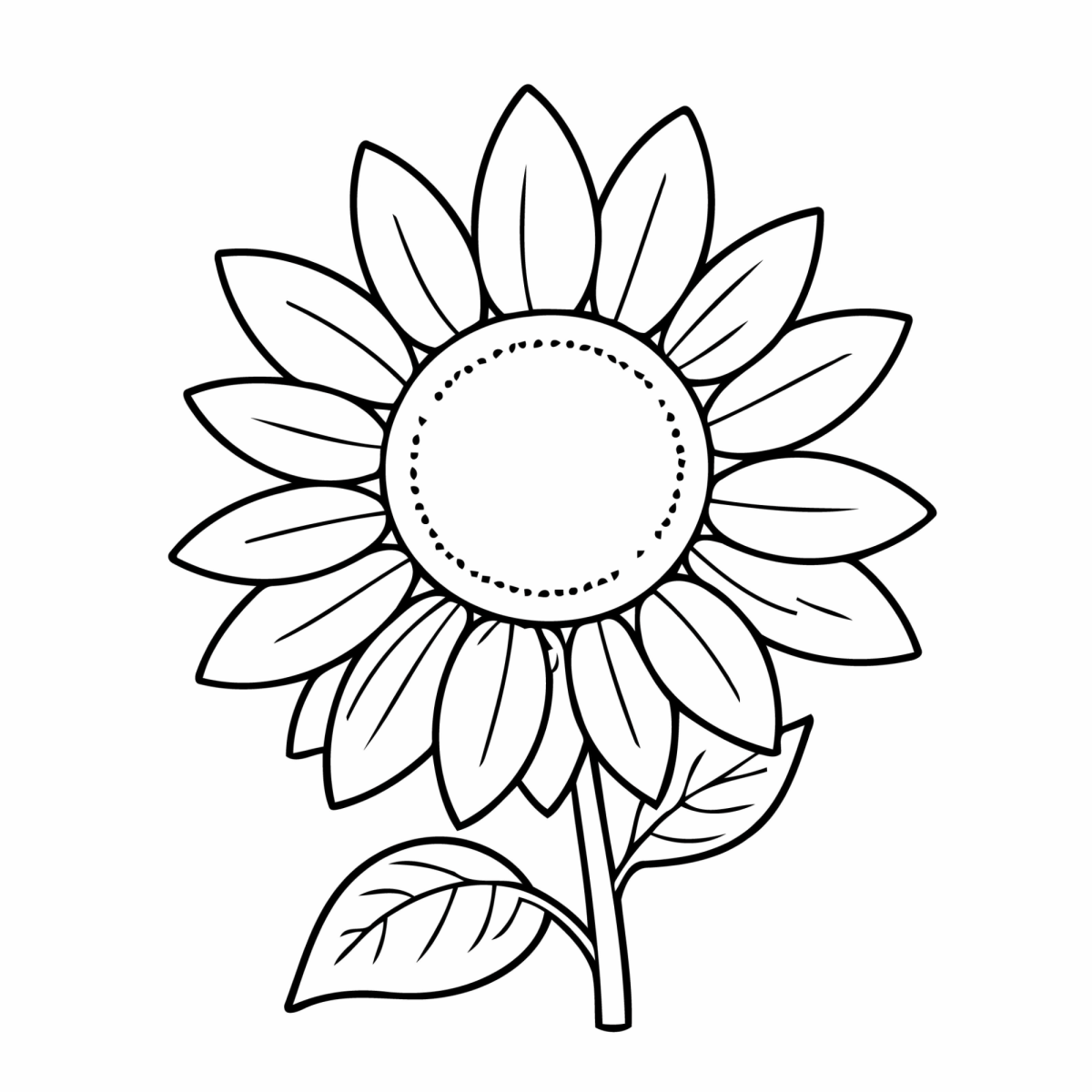 Girassol com miolo de sementes para colorir