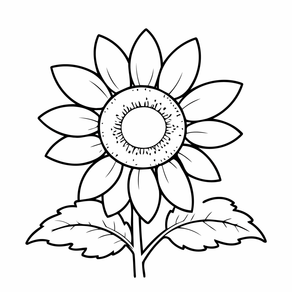 Girassol de pétalas largas para colorir