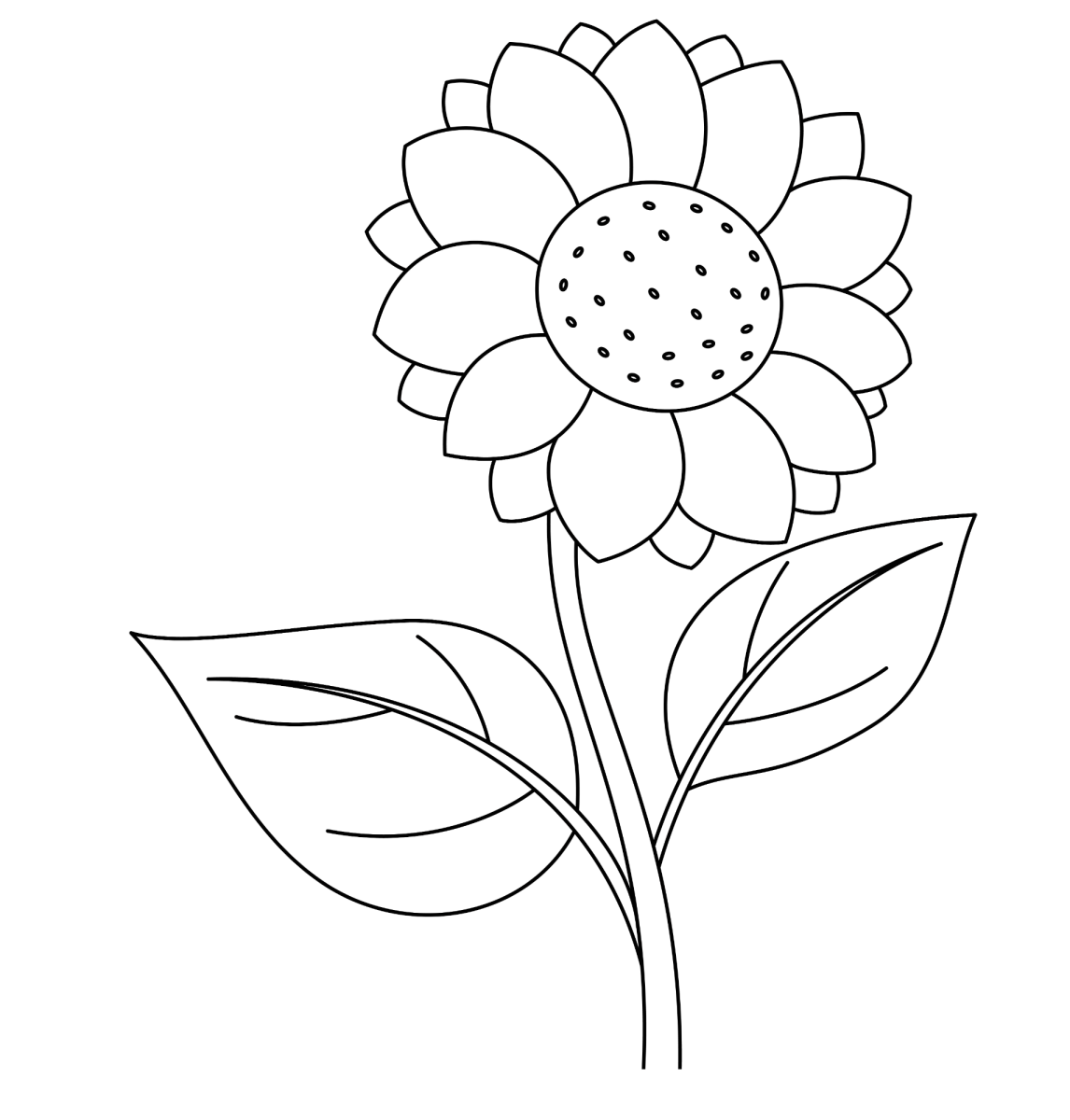 Girassol delicado de traço fino para colorir