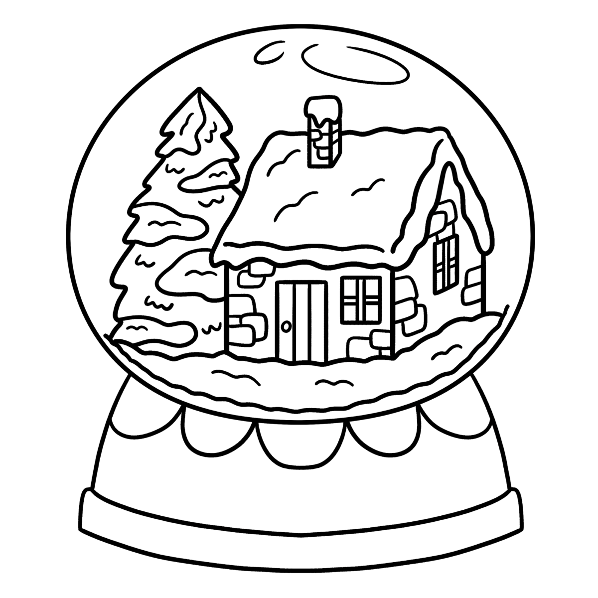 Globo de neve com casa de gengibre para colorir