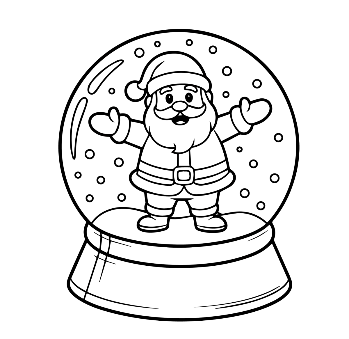 Globo de neve com Papai Noel acenando para colorir