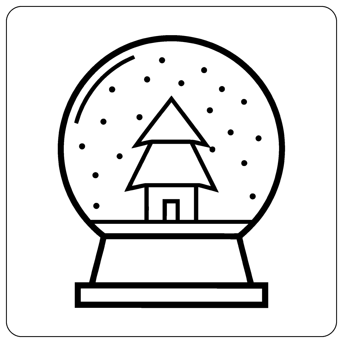 Globo de neve com pinheiro pequeno para colorir
