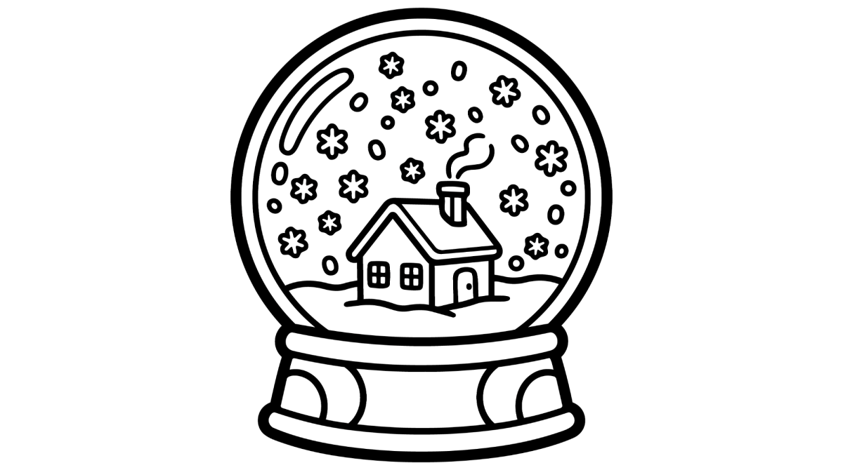Globo de neve pequeno com casinha para colorir