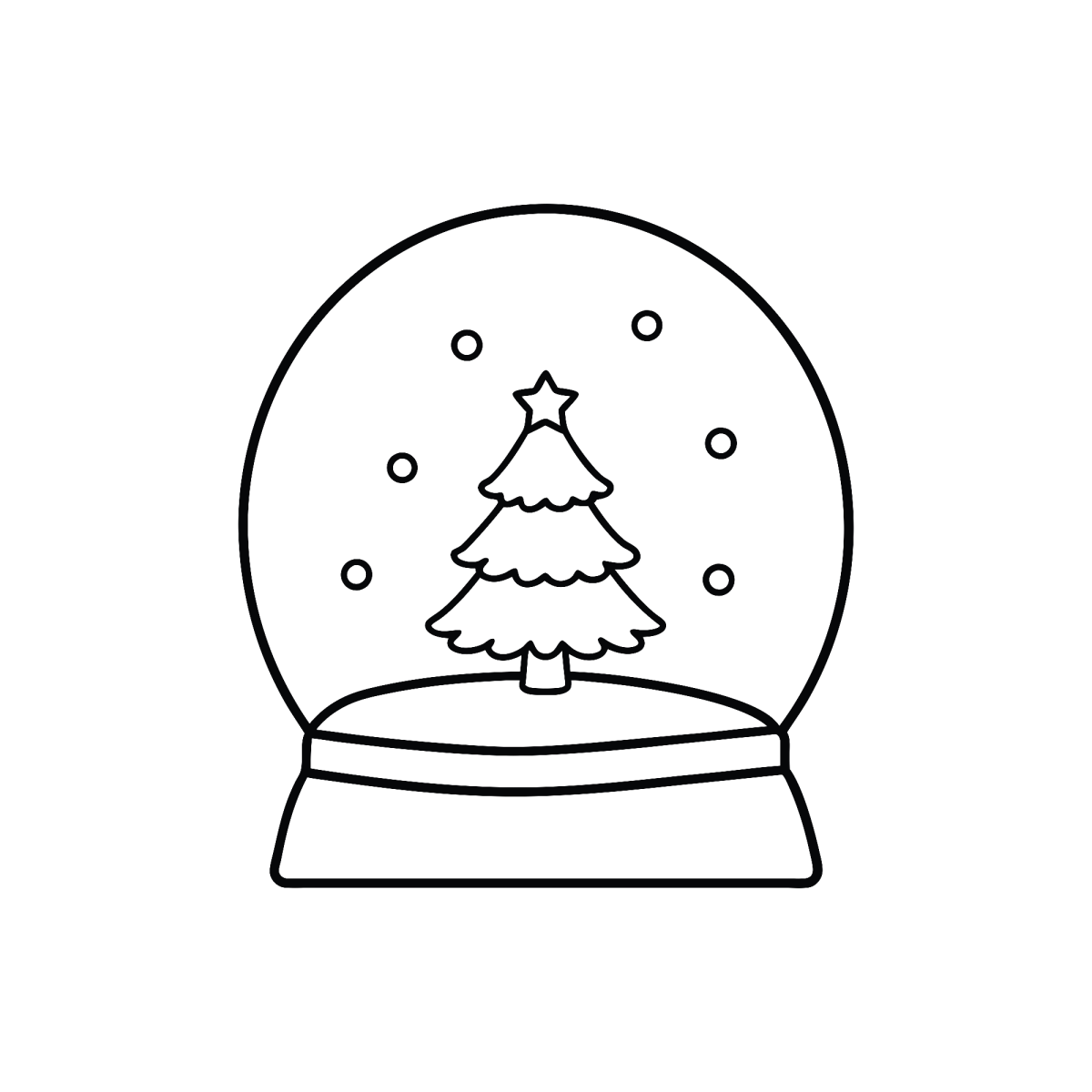 Globo de neve redondinho com pinheiro para colorir
