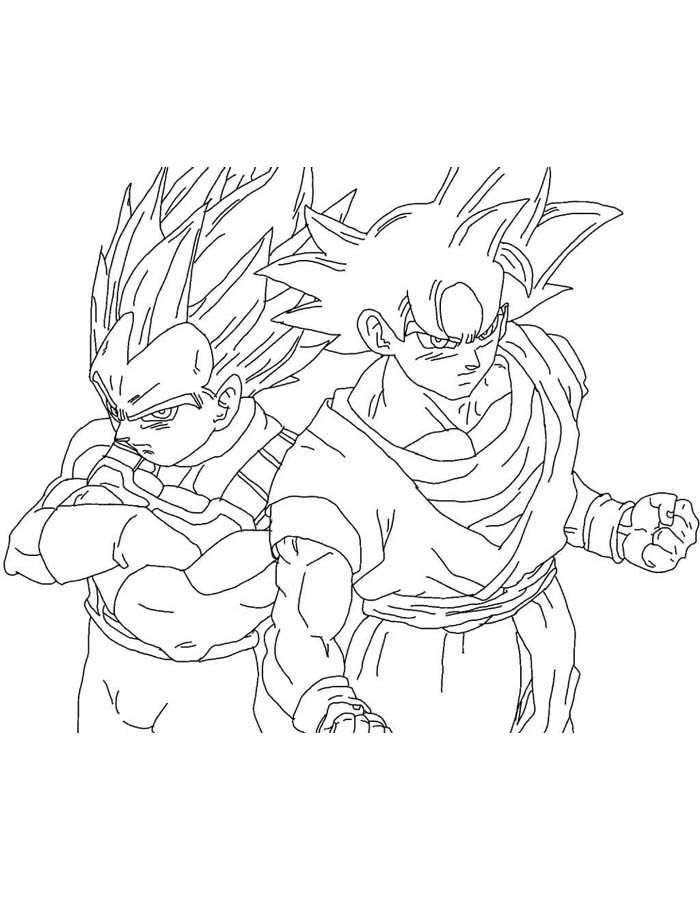 Goku e Vegeta: Poder e Rivalidade para Colorir