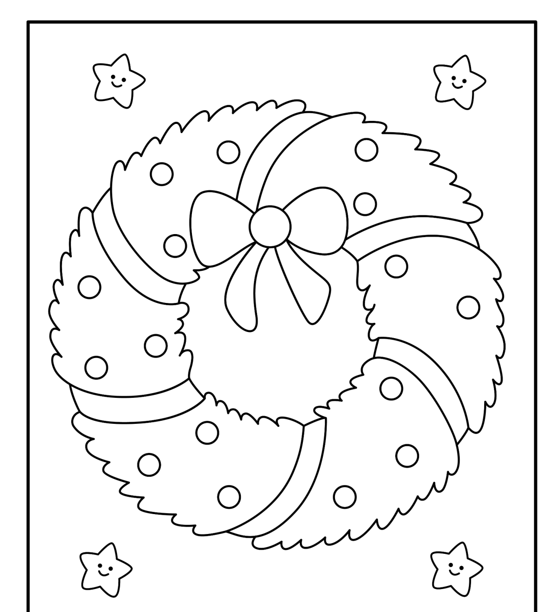 Guirlanda com laço e bolinhas de Natal brilhantes para colorir