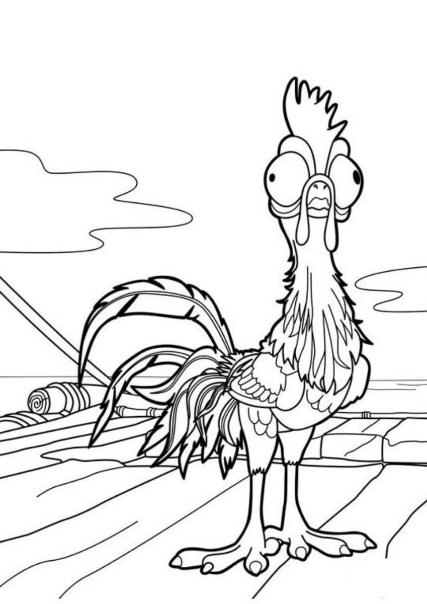 Heihei, o galo atrapalhado para colorir