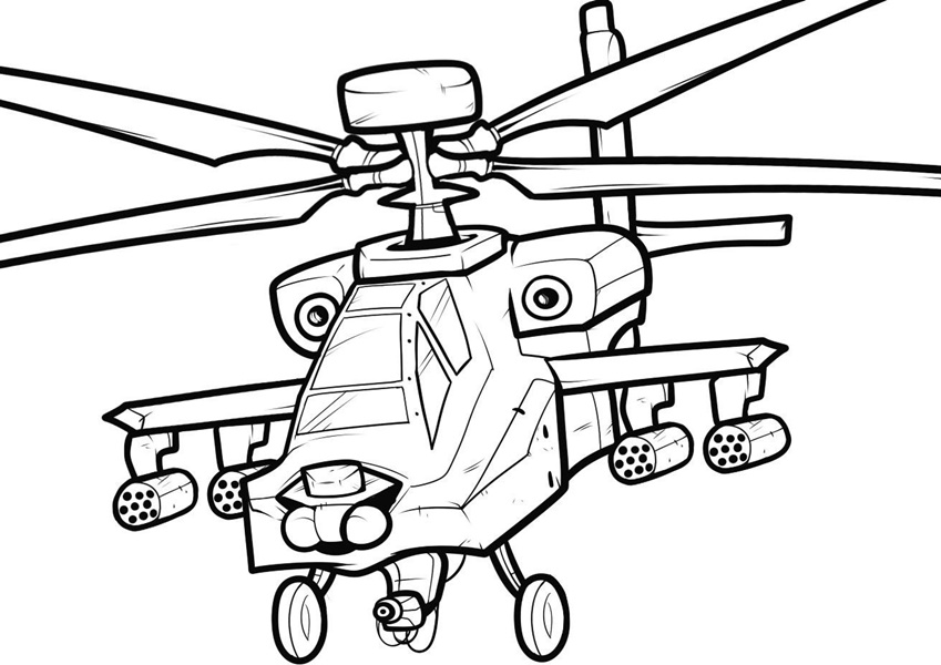 Helicóptero Apache Pronto para Colorir