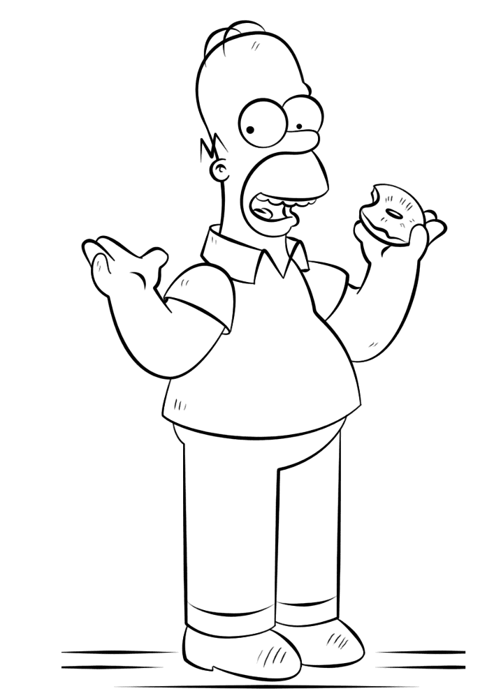 Homer Simpson comemorando de braços para cima para colorir