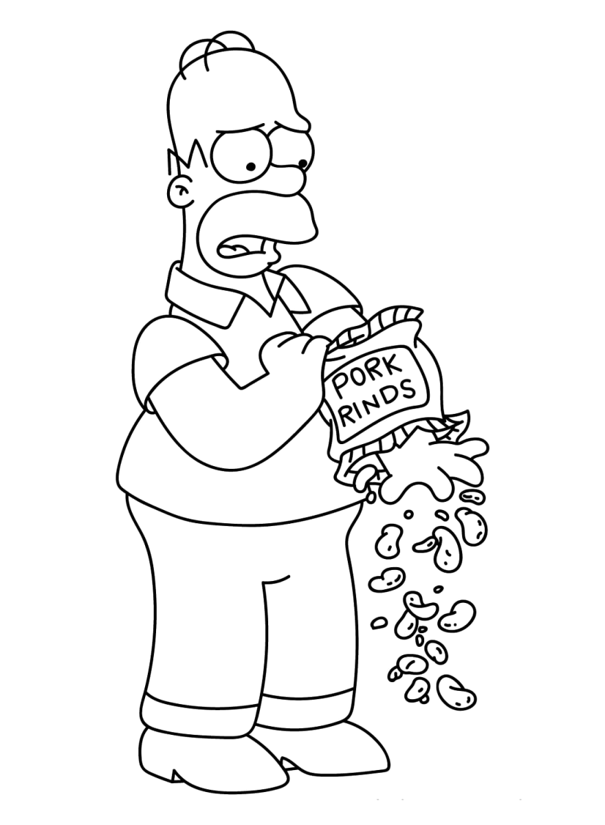 Homer Simpson segurando um buquê de flores para colorir