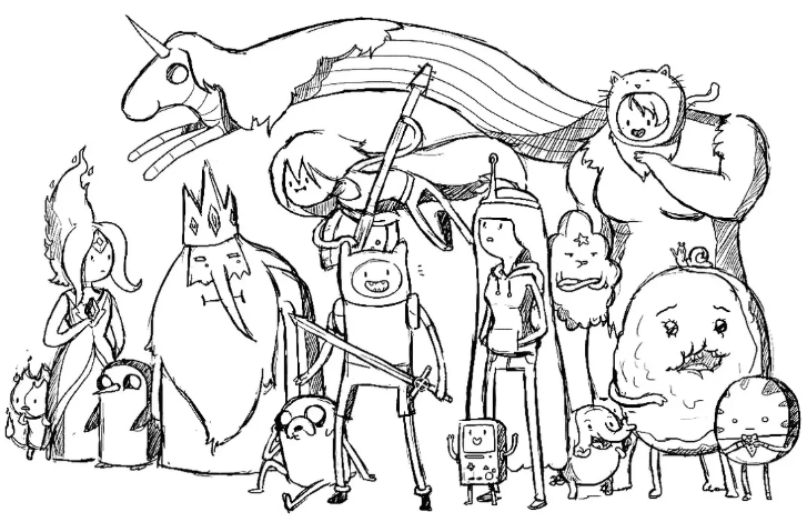 Heróis de Hora de Aventura Prontos para Colorir