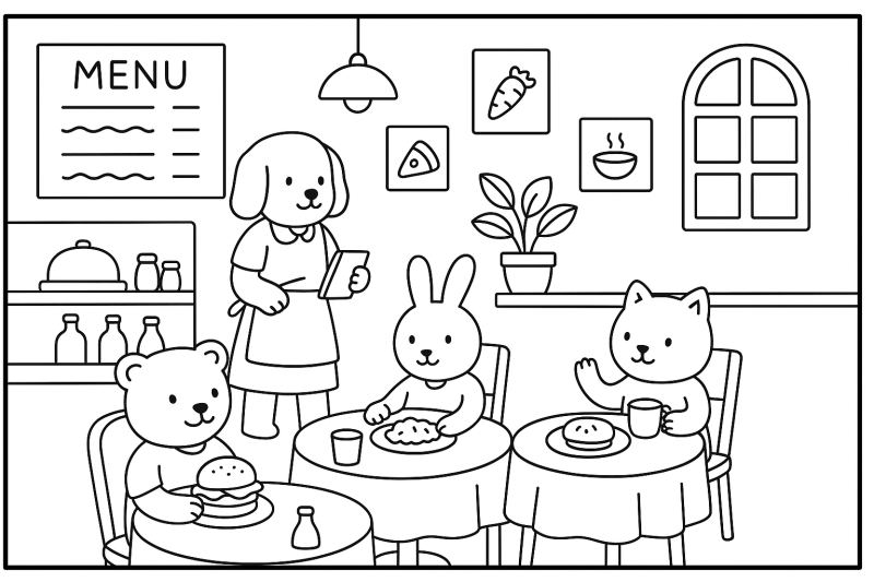 Hora de Colorir na Cafeteria Animal