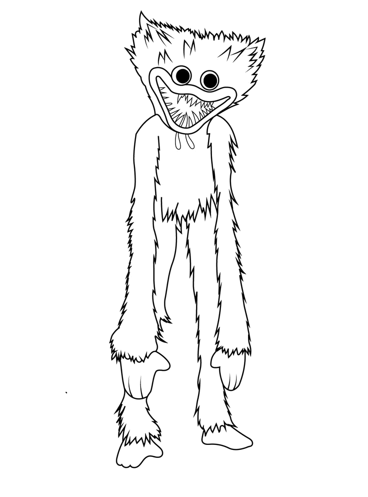 Huggy Wuggy em pé sorrindo para colorir