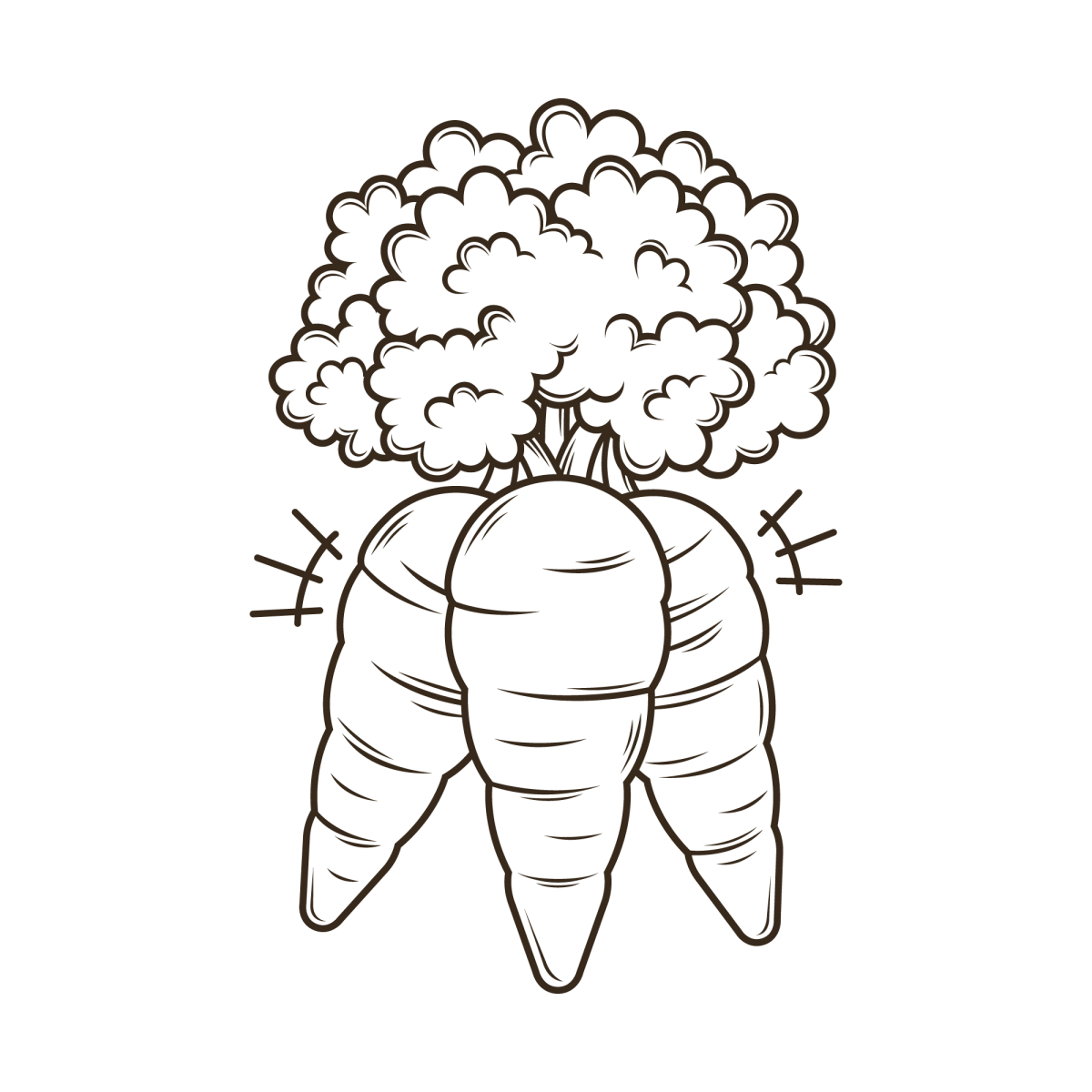 Inusitada Ilustração de Cenoura com Folhagem