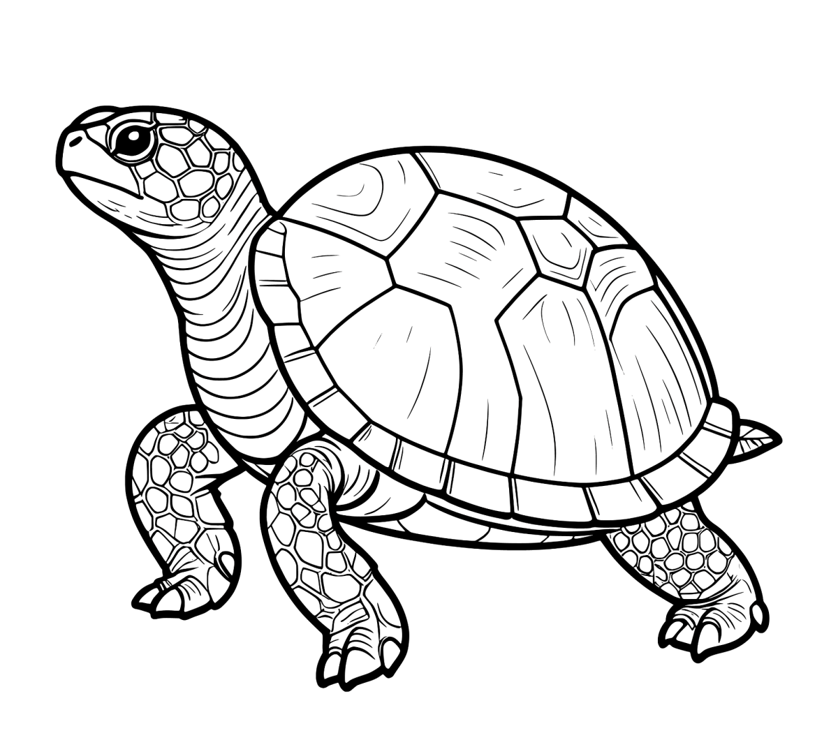 Jabuti caminhando de frente para colorir
