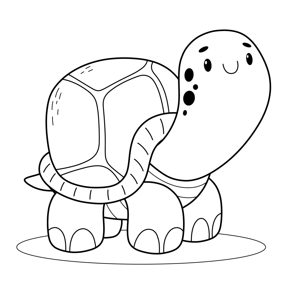 Jabuti kawaii com o casco rosado para colorir
