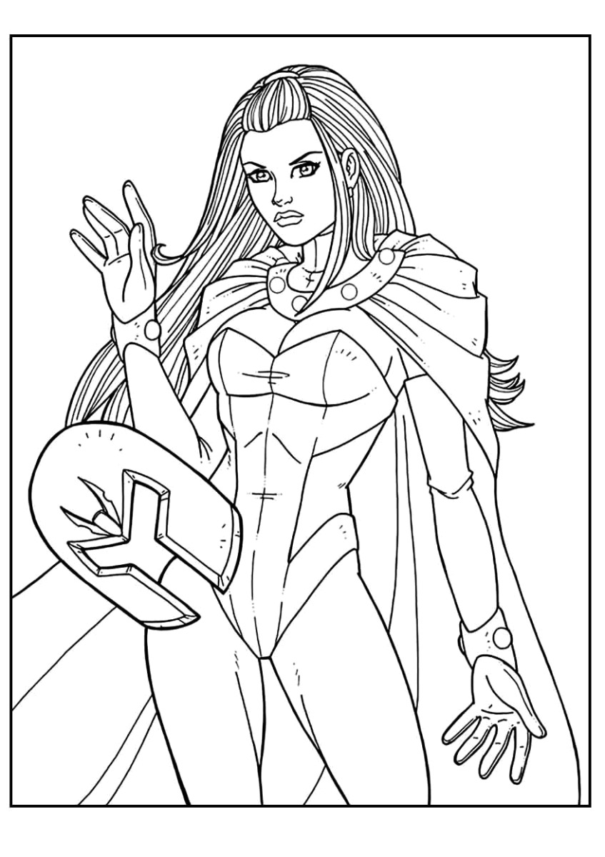 Jean Grey flutuando com seus poderes para colorir