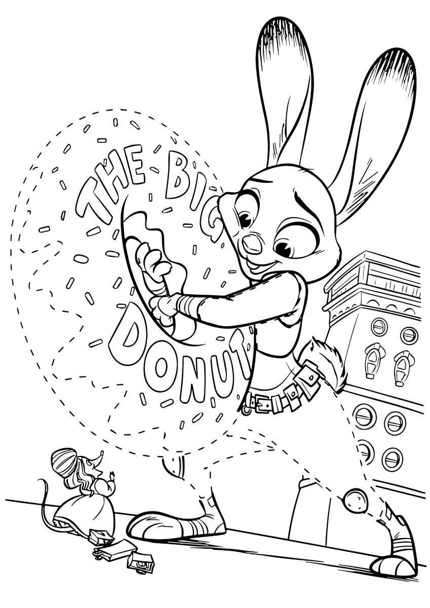 Judy Hopps correndo pela cidade para colorir