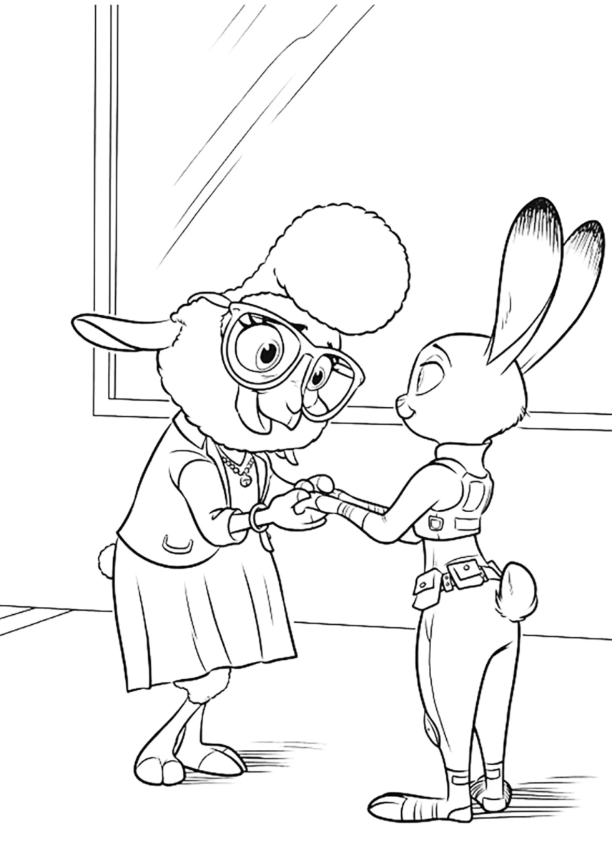 Judy Hopps e Nick Wilde conversando para colorir