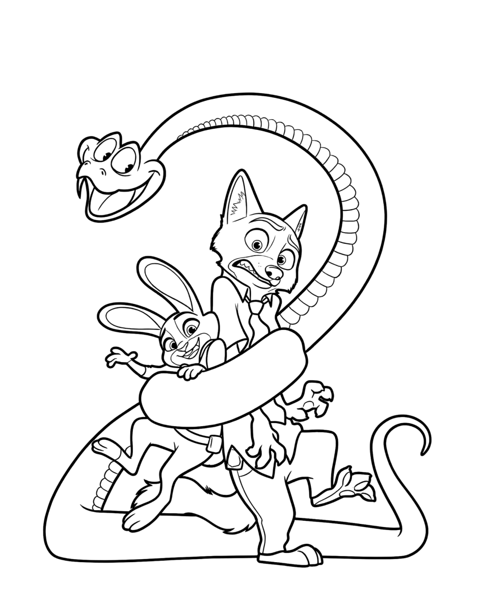 Judy Hopps e Nick Wilde em ação para colorir