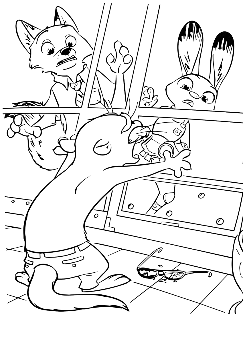 Judy Hopps e Nick Wilde investigando para colorir