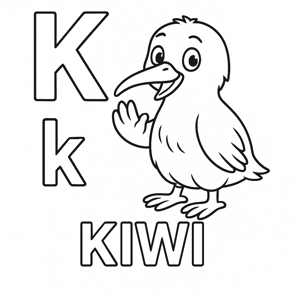 K de Kiwi para Colorir