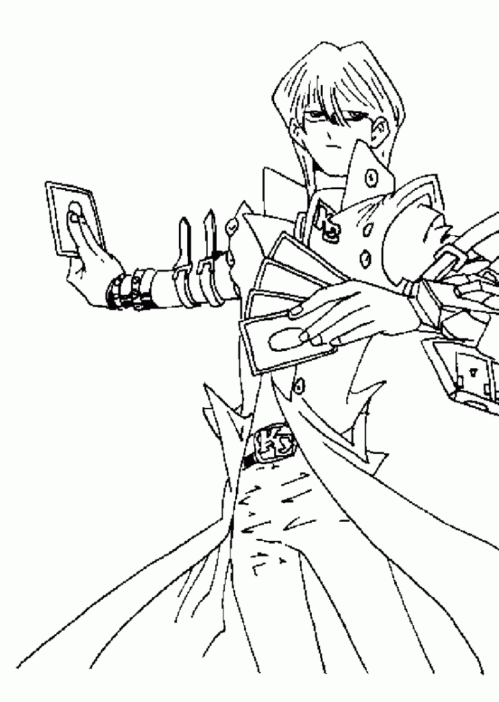 Kaiba exibindo sua carta de duelo para colorir
