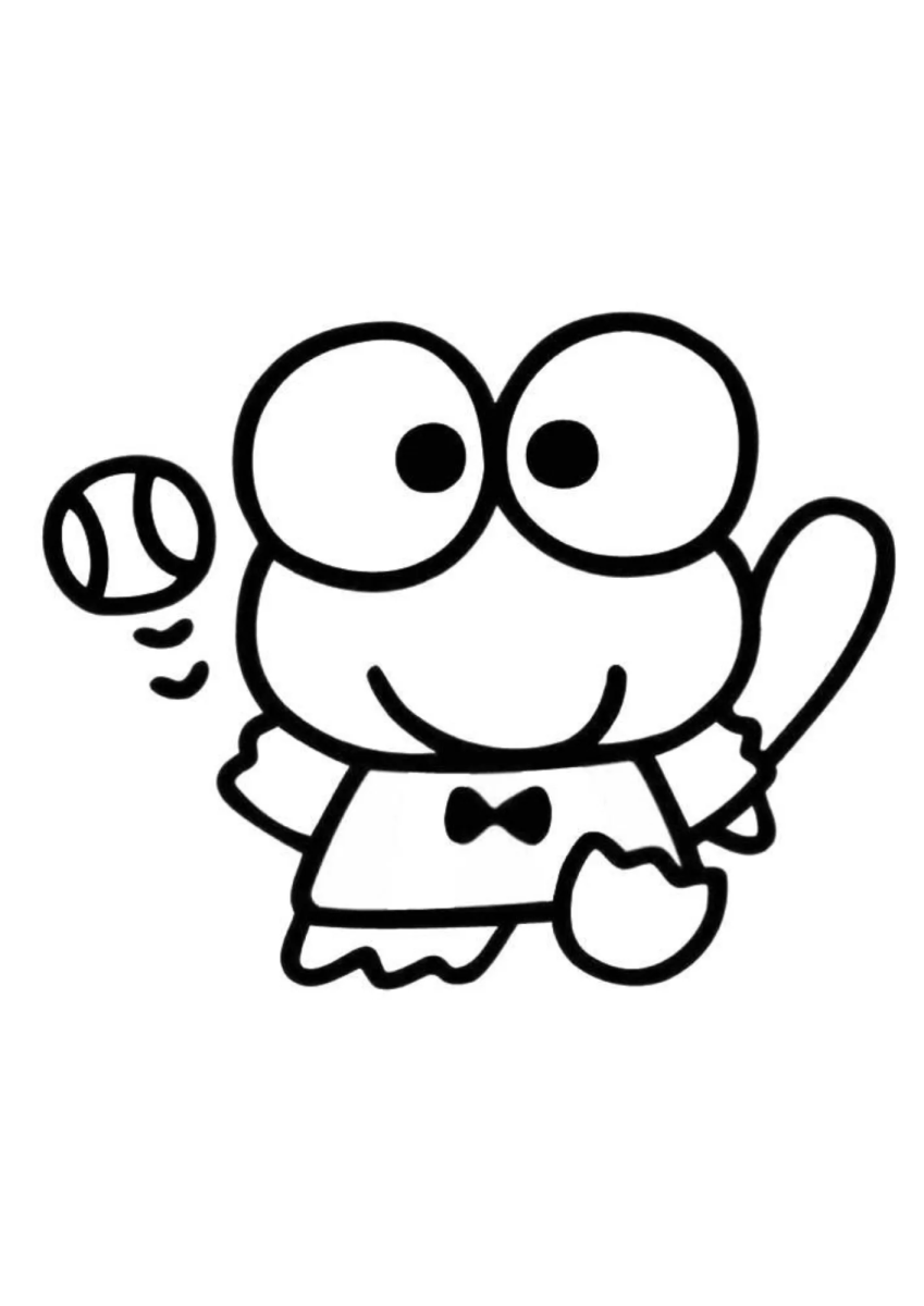 Keroppi jogando beisebol para colorir