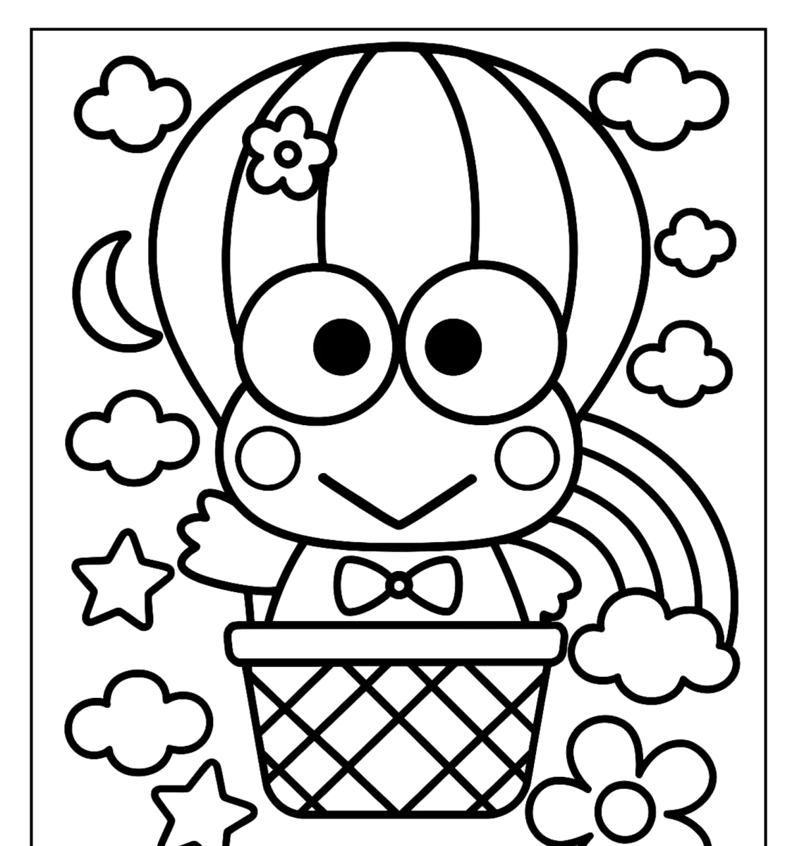 Keroppi passeando de balão para colorir