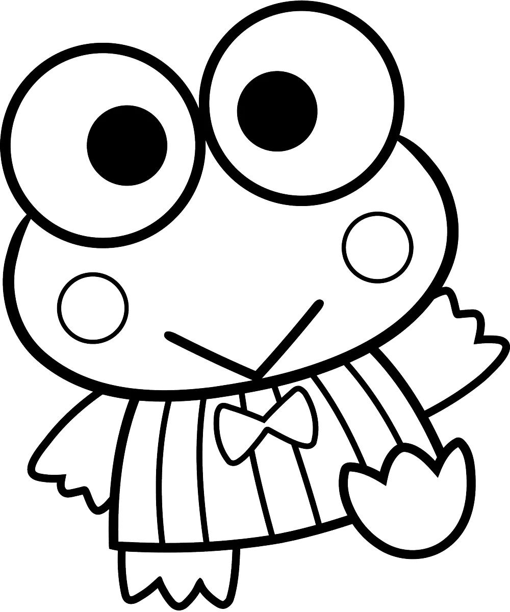 Keroppi sorridente com gravata-borboleta para colorir
