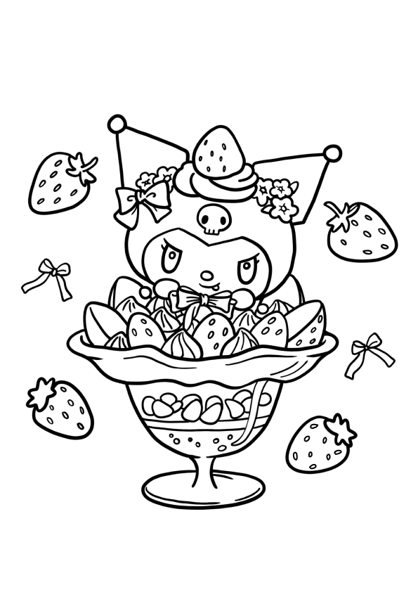 Kuromi em uma Tentação de Morango