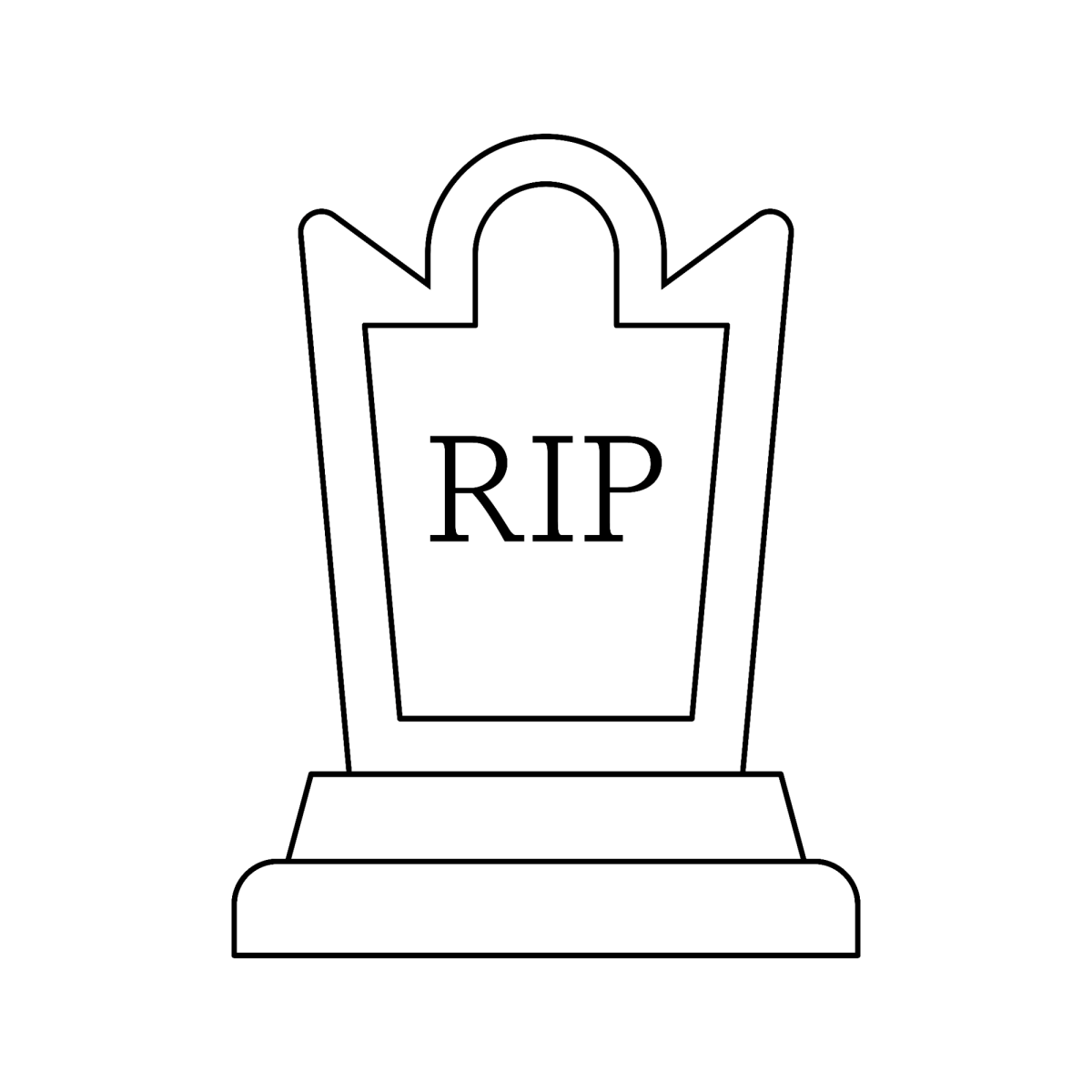 Lápide simples com RIP para colorir