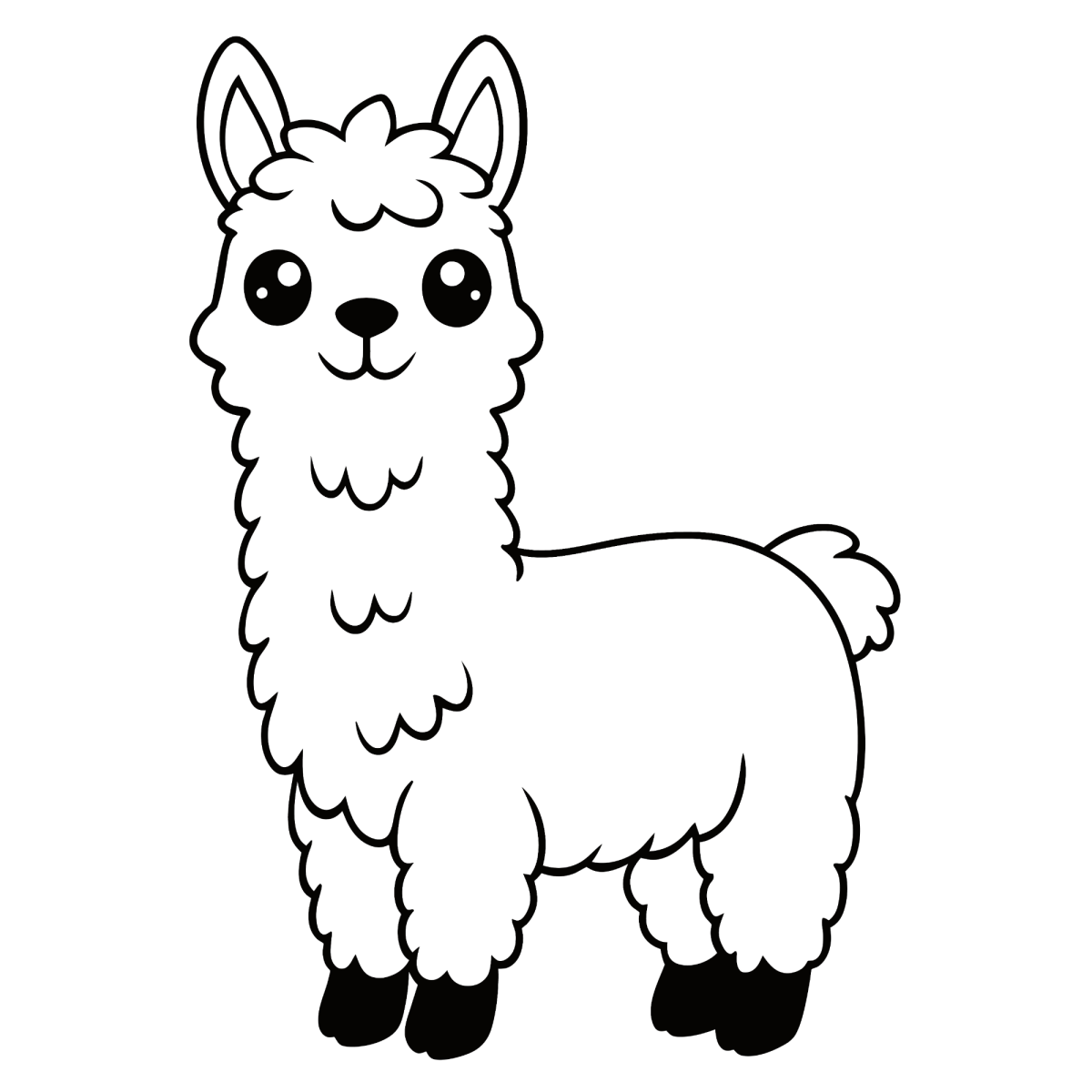 Lhama de orelhas grandes para colorir