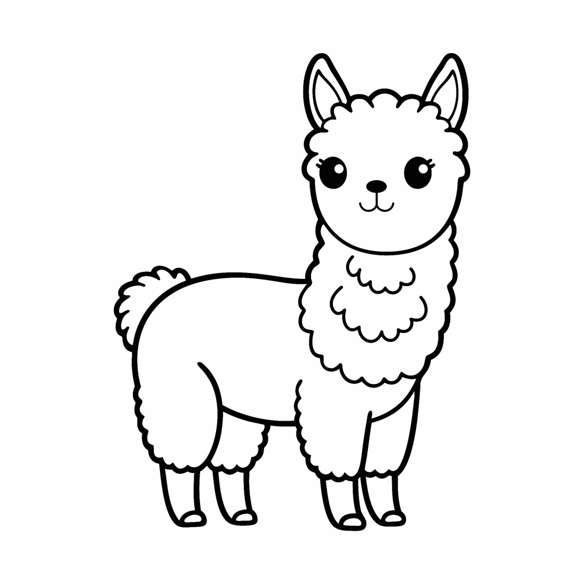 Lhama fofinha de frente para colorir