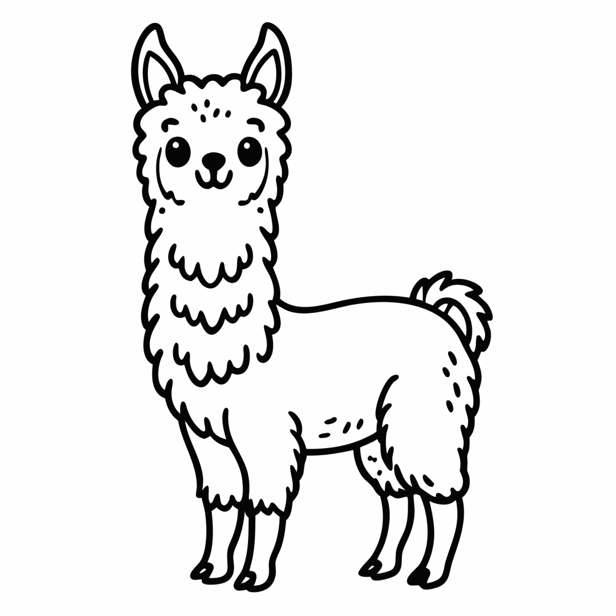 Lhama peludinha sorrindo para colorir
