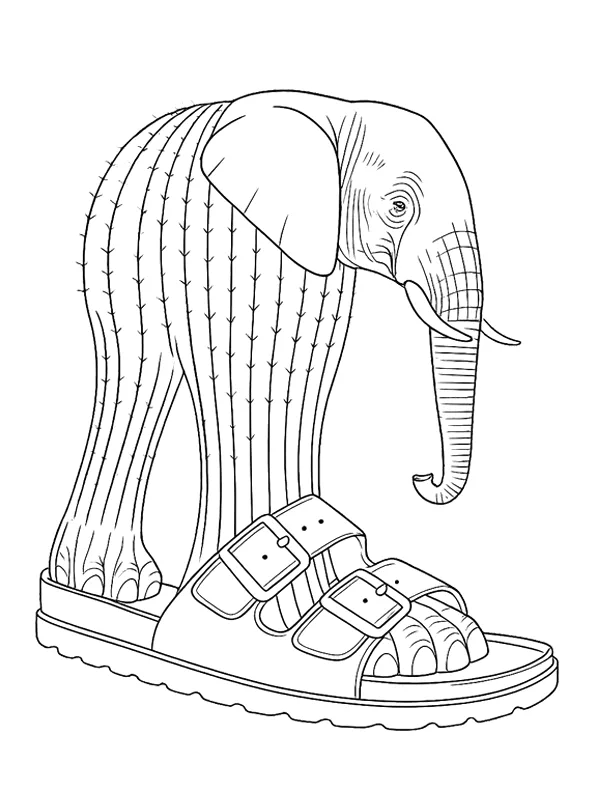 Lirilì Larilà, o elefante de sandálias para colorir