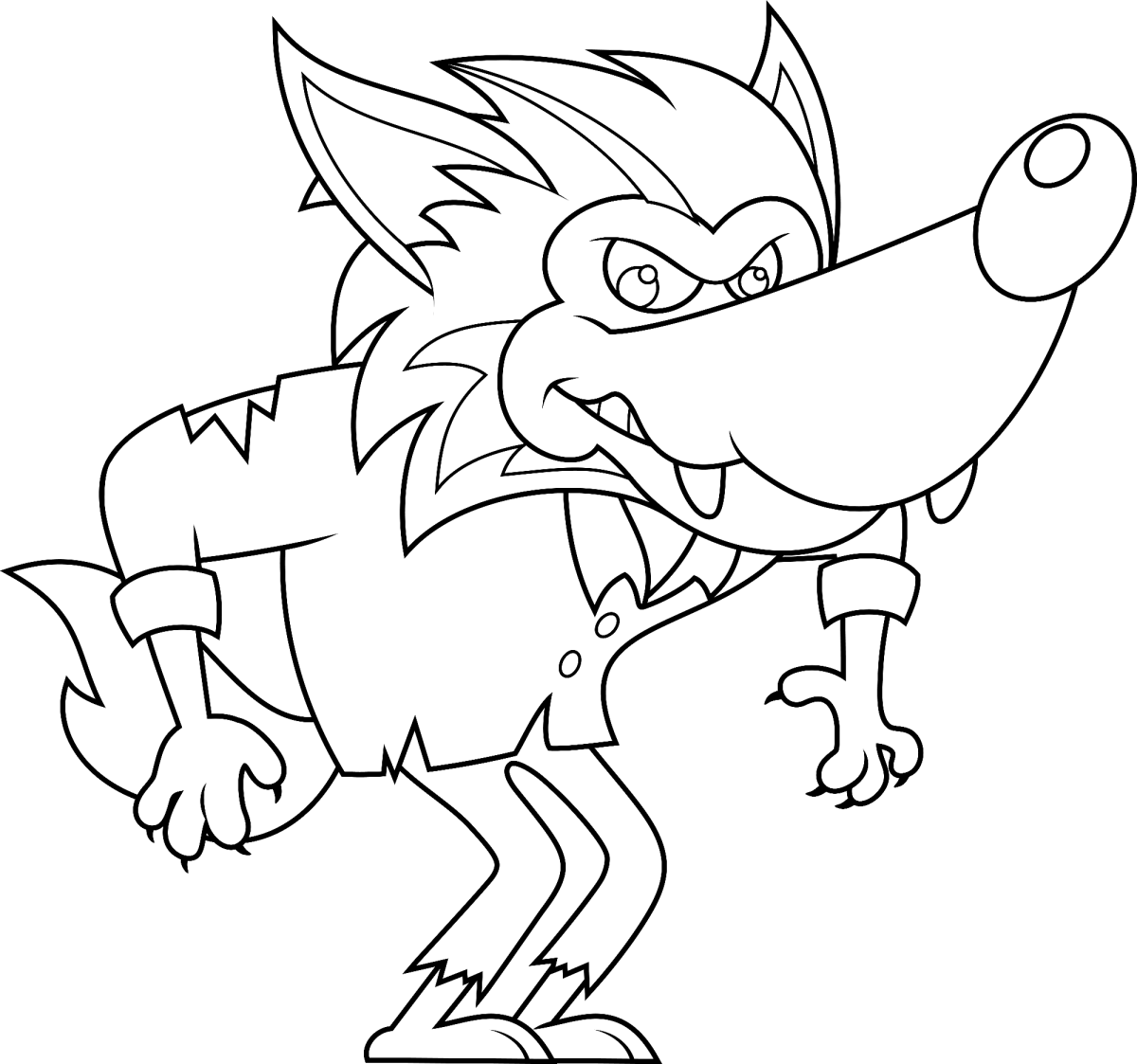 Lobisomem cartoon de língua de fora para colorir