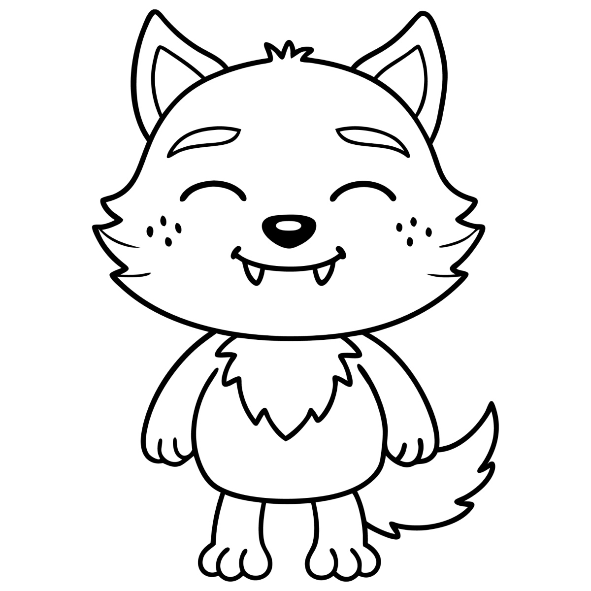 Lobisomem fofinho sorrindo para colorir