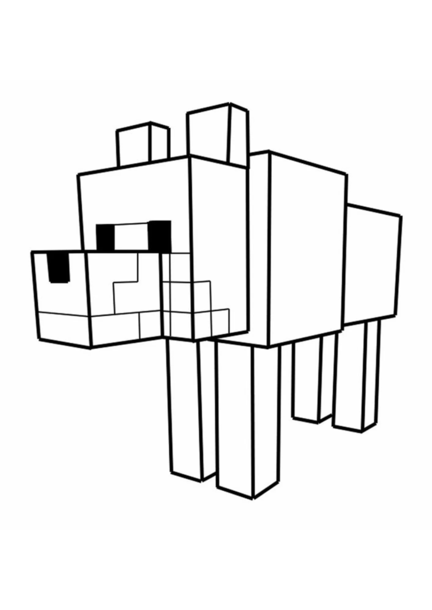 Lobo do Minecraft para colorir