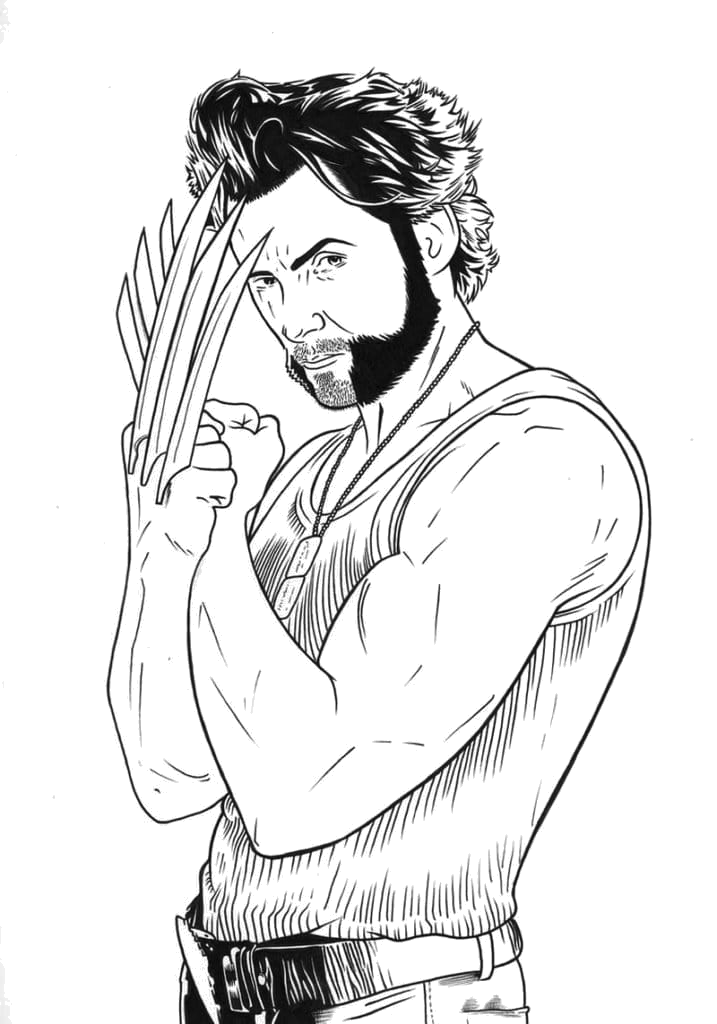 Logan de jaqueta com as garras de fora para colorir