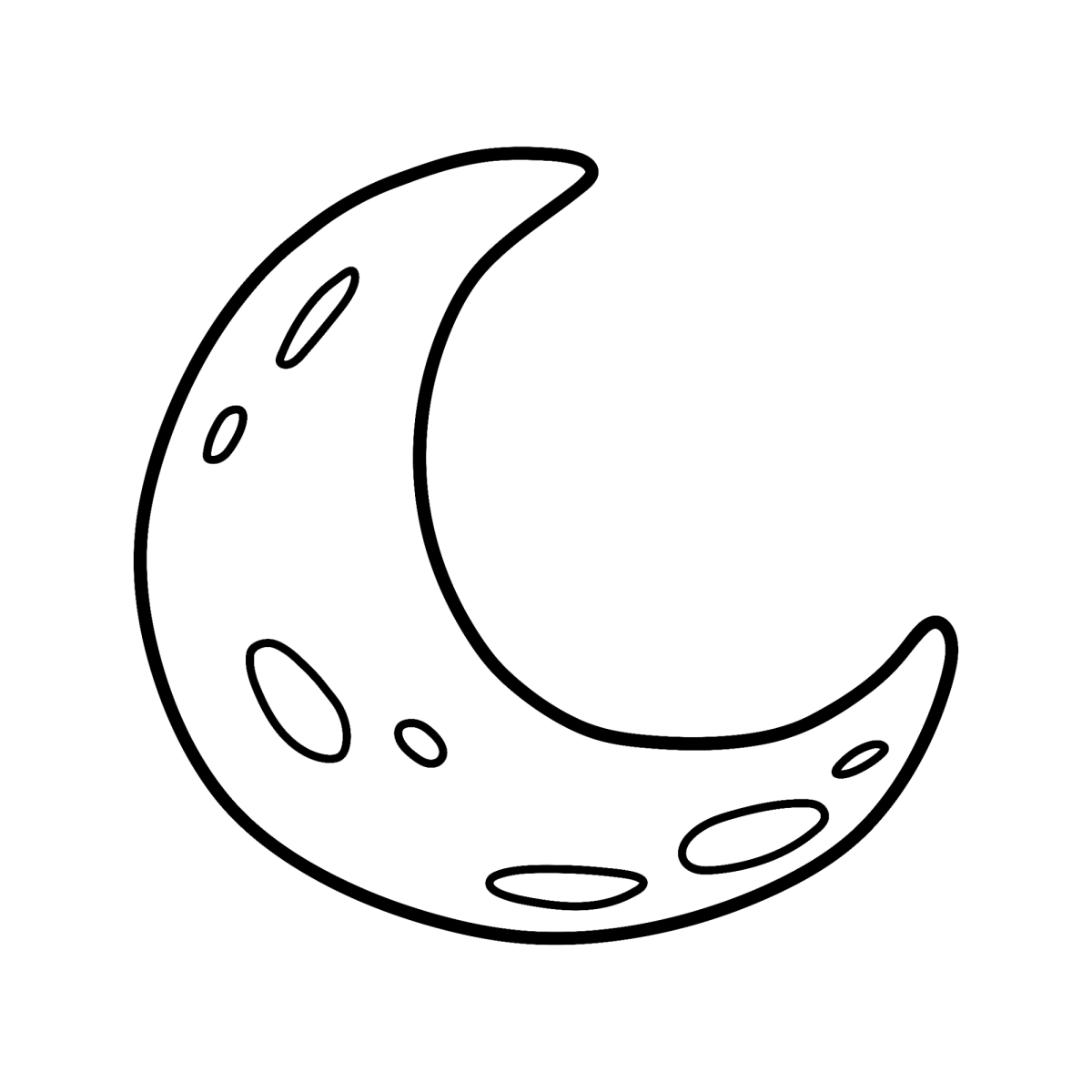 Lua crescente com crateras para colorir