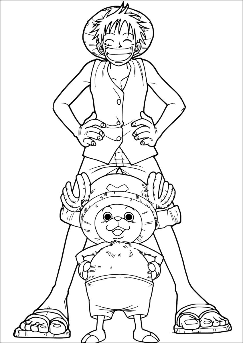 Luffy e Chopper prontos para a aventura para colorir