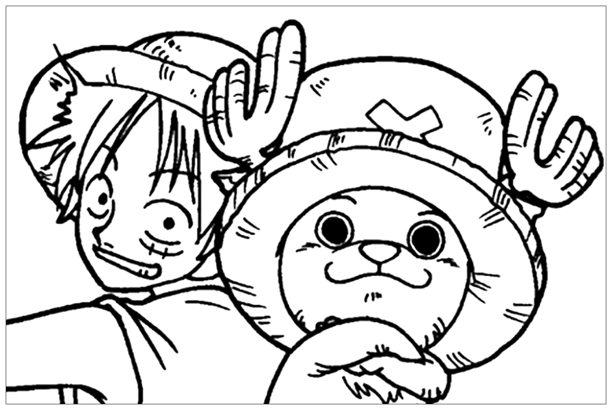 Luffy e Chopper se divertindo para colorir