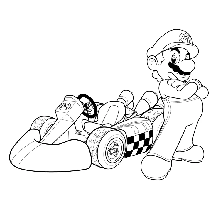Luigi correndo no kart para colorir