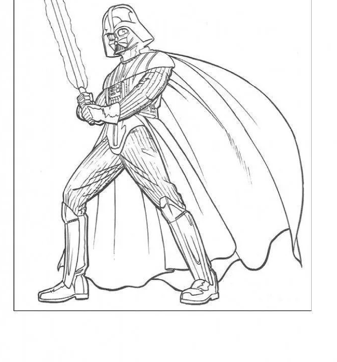 Luke Skywalker girando o sabre de luz para colorir