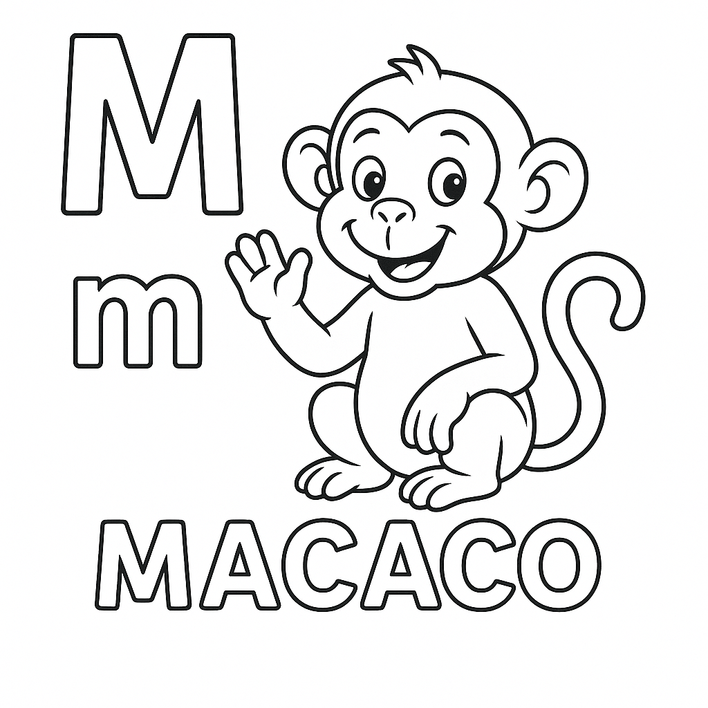 M de Macaco para Colorir