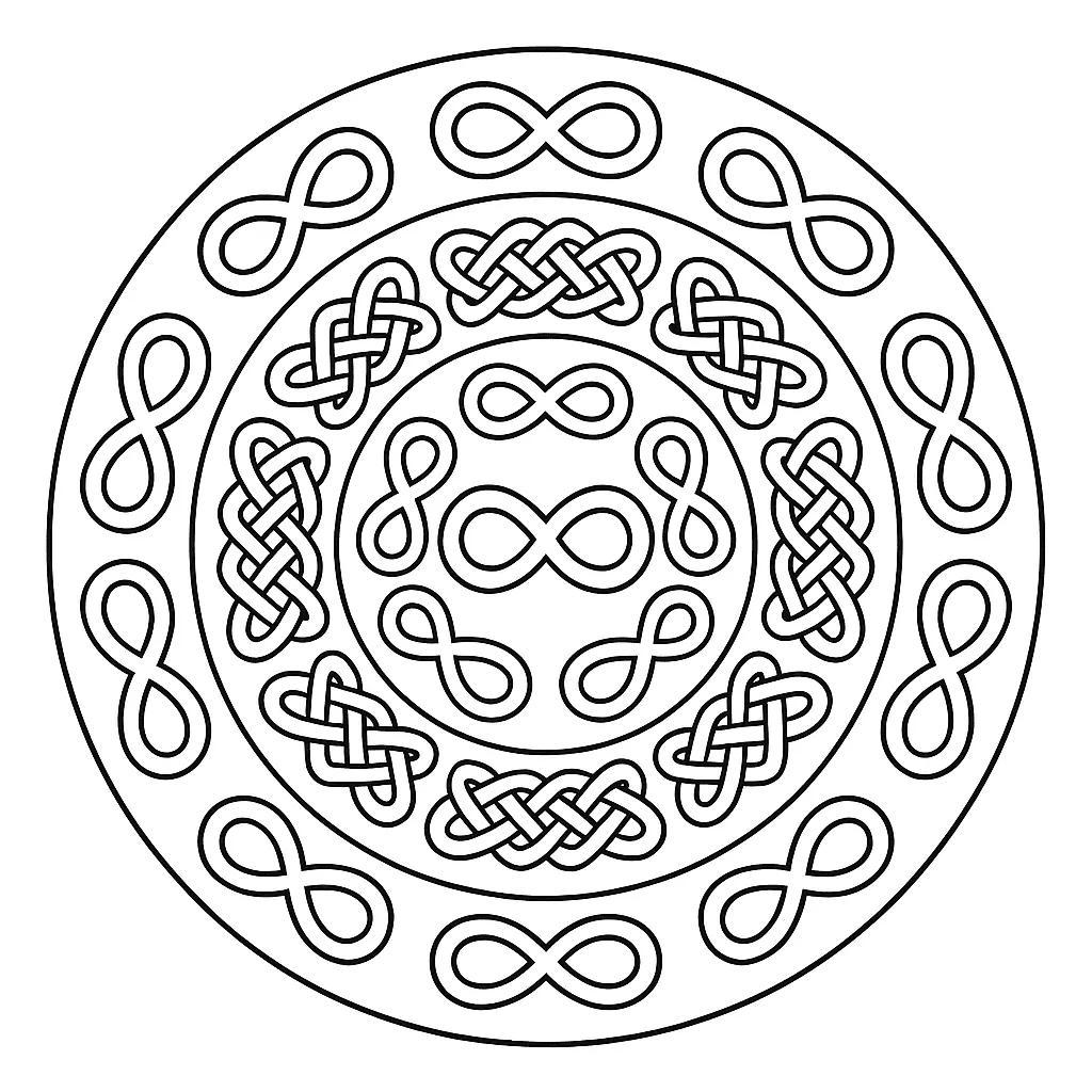 Mandala celta com nós para colorir