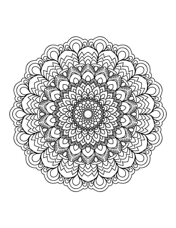 Mandala clássica de pétalas pequenas para colorir